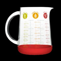 Outlet PEBBLY Pichet Doseur en Verre et Silicone 1 L Rouge