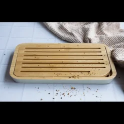 Sale PEBBLY Planche à Pain Crème en Bambou 27 x 17 cm