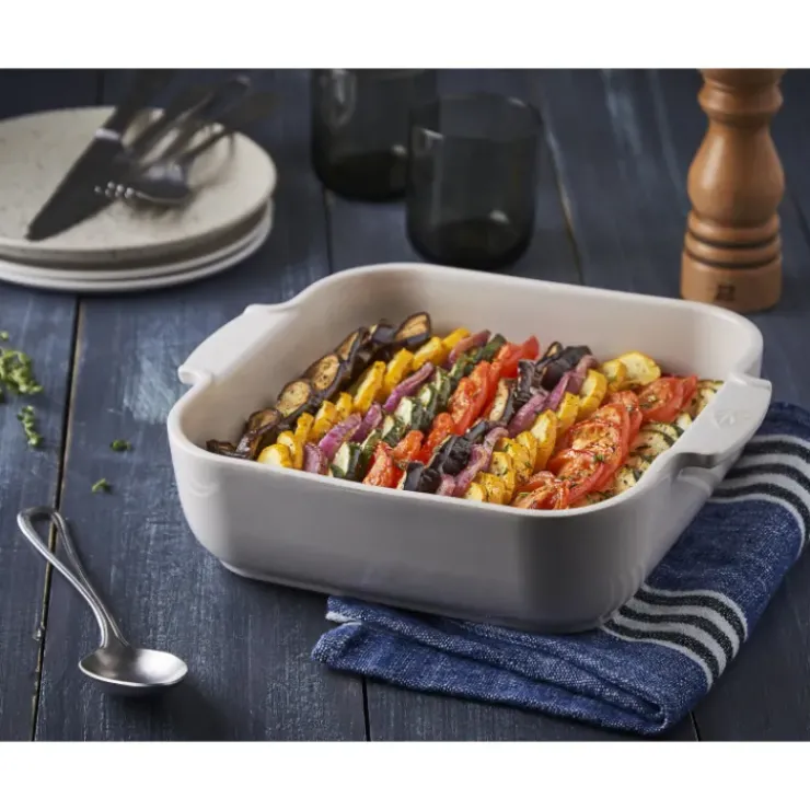 Outlet PEUGEOT Plat à Four Carré en Céramique Appolia 36 cm Ecru