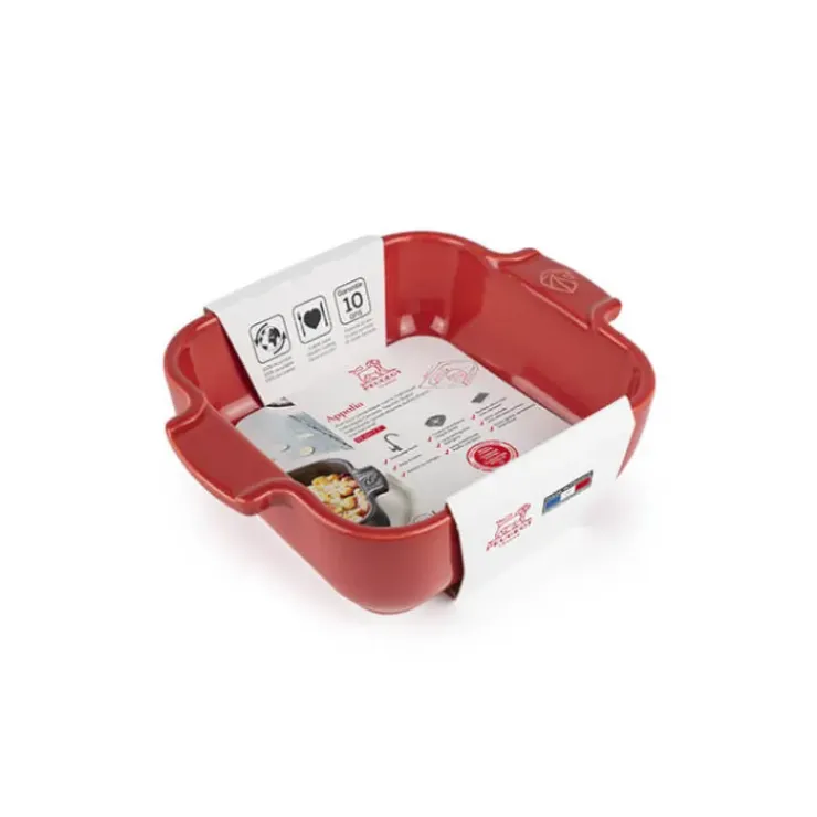 New PEUGEOT Plat à Four Carré en Céramique Appolia 18 cm Rouge