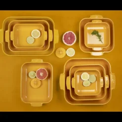 PEUGEOT Plat à Four Carré en Céramique Appolia 36 cm Jaune Safran