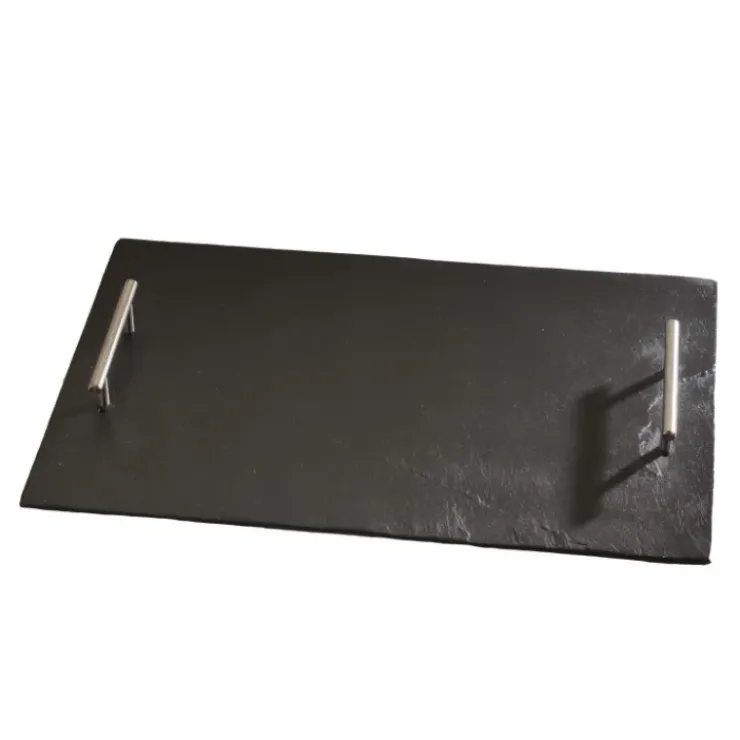 LEBRUN Plateau ardoise poignées métal par (38x28cm)