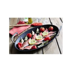 Online LE CREUSET Poêle à Poisson Ovale 25,5x40 cm Anti-Adhérente Les Forgées
