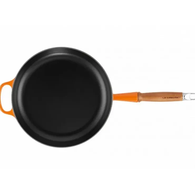 Hot LE CREUSET Poêle en Fonte 28 cm Volcanique avec Manche en Bois Signature