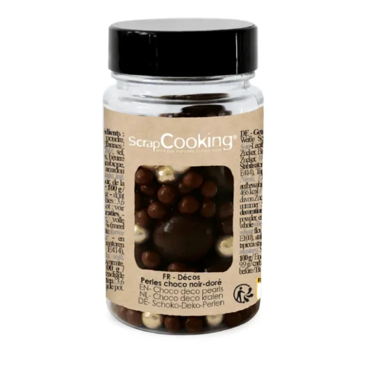 Best SCRAPCOOKING Pot de Décors en Perles Or et Chocolat Noir 50 g