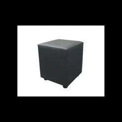 New 2IMAHL Pouf Carré en Simili Cuir Noir Lisbonne