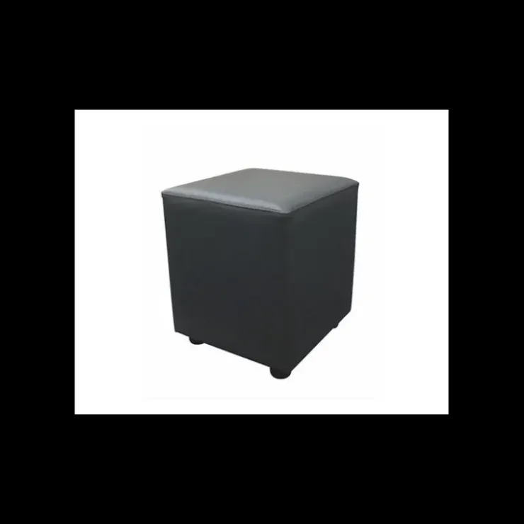 New 2IMAHL Pouf Carré en Simili Cuir Noir Lisbonne