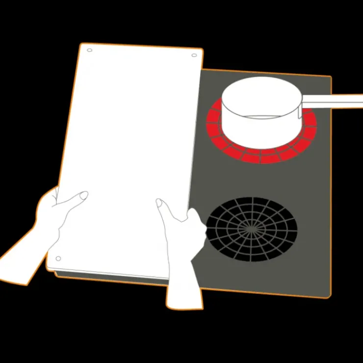 PEBBLY Protection Plaque de Cuisson en Verre 50 x 28 cm Noir