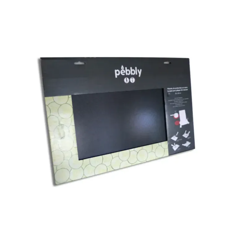 PEBBLY Protection Plaque de Cuisson en Verre 50 x 28 cm Noir