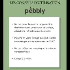 PEBBLY Protection Plaque de Cuisson en Verre 50 x 28 cm Noir