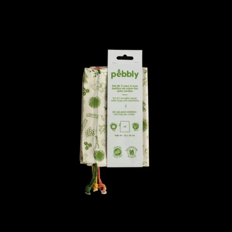 New PEBBLY Sac à Vrac Coton Bio (x3)