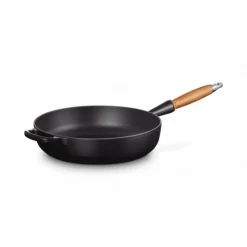 Best LE CREUSET Sauteuse en Fonte 28 cm Noir Mat avec Manche en Bois Signature
