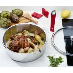 New CRISTEL Sauteuse Mutine Ø 26 cm Manche Amovible Anti-Adhésive Inox