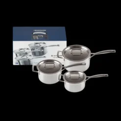Best LE CREUSET Set 3 Pièces Casseroles Inox avec Couvercle