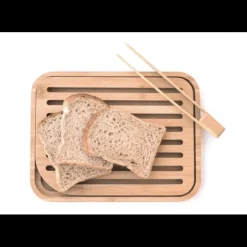 Sale PEBBLY Set Planche à Pain 26 x 20 cm + Pince à Toast Bambou