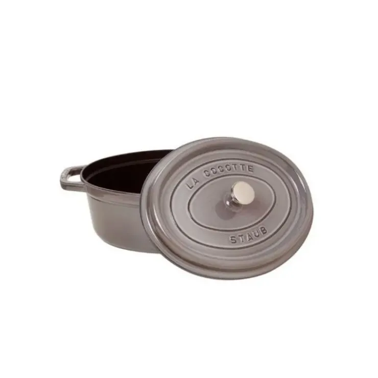 New STAUB Cocotte Fonte Ovale 33 cm Gris Graphite 6,7 L