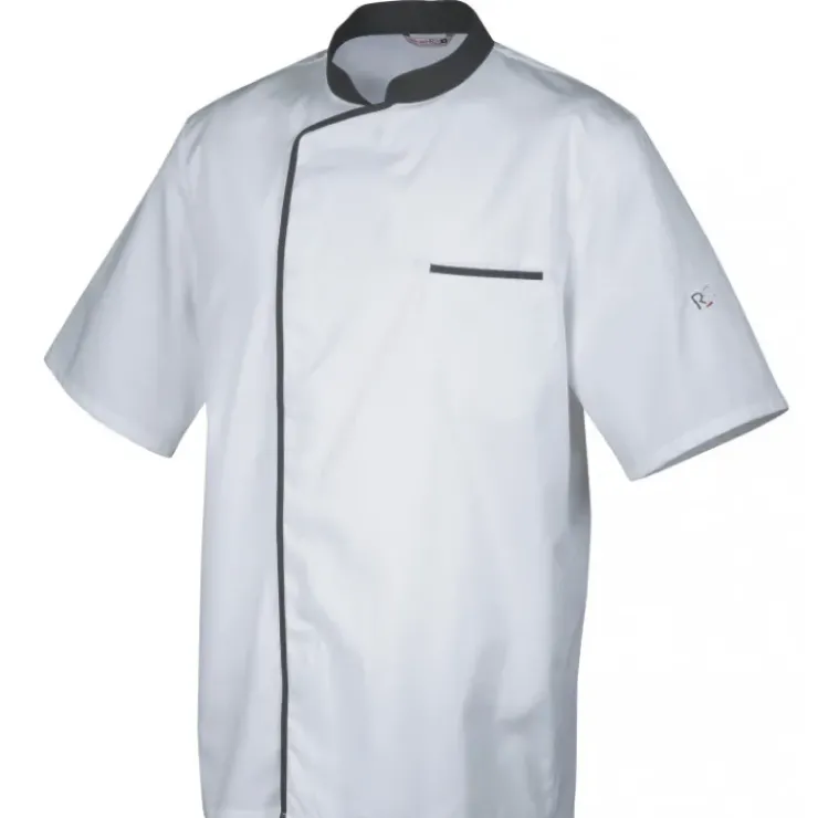 Sale ROBUR Veste de Cuisine Mixte Blanche/Parement Gris ENERGY T.4
