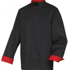 Discount ROBUR Veste de Cuisine Mixte Noire/Rouge BOKO T.2